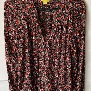 Maeve Button Down Shirt - Black and Red Floral small
